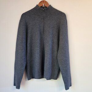 Jack Spade NY Gray Wool Blend Men's 1/4 Zip Pullover Sweater Large Classic Fit